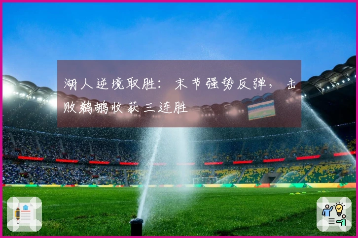 湖人逆境取胜：末节强势反弹，击败鹈鹕收获三连胜